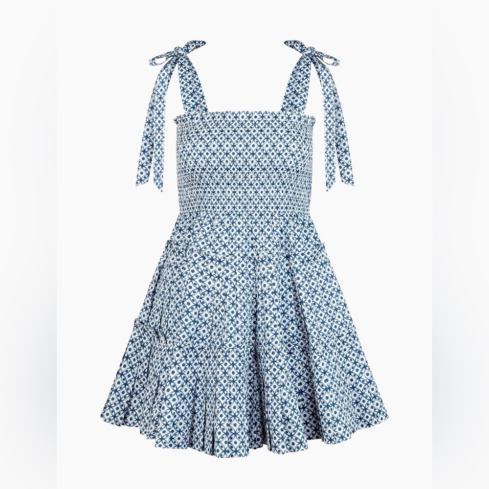 NWT Hill House The Ribbon Charlotte Nap Dress - Navy Navy Circular Lattice